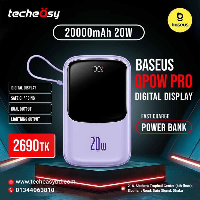 4 Baseus Power Bank Qpow Pro Digital Display Fast Charge 20000mAh 20W Iphone Lightning Edition